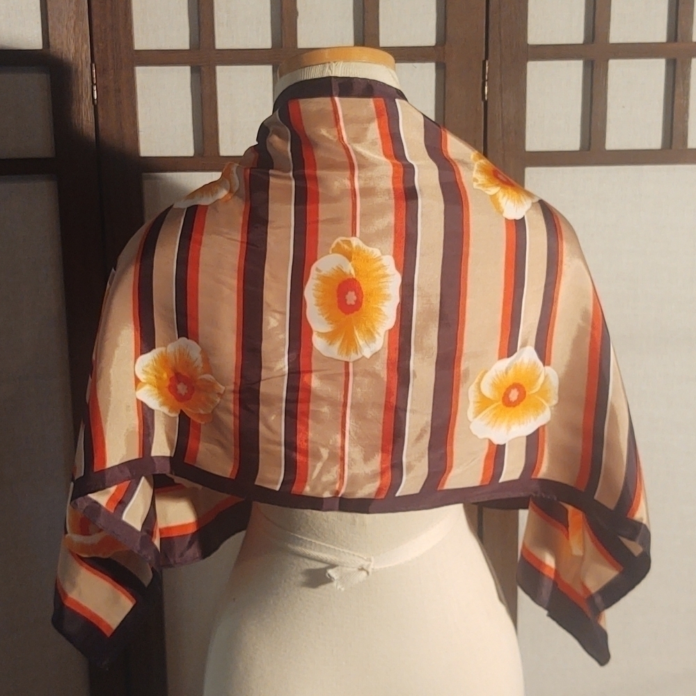 Striped Floral Scarf